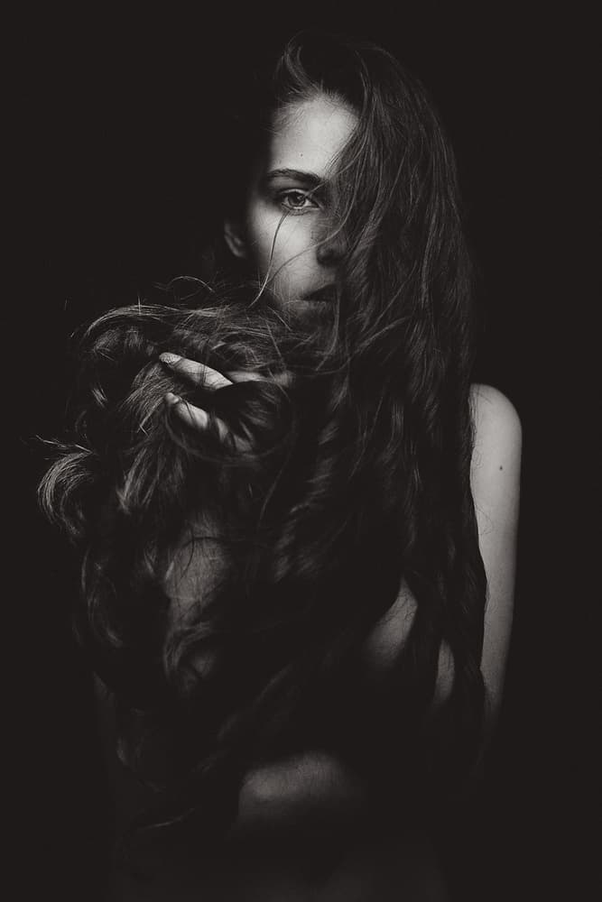 Mysterious Woman Portrait by Martin Krystynek MQEP — canvas wall art