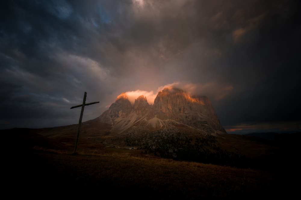 Glowing Mountain Cross by Alessandro Traverso — canvas wall art