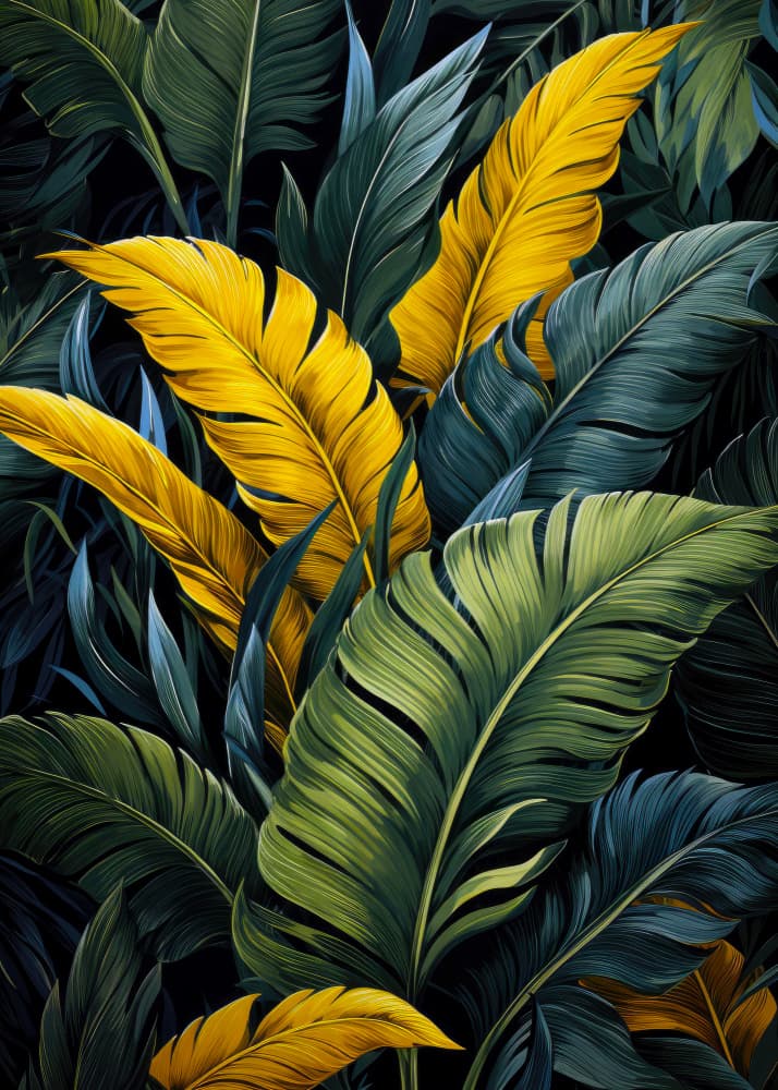 Vibrant Tropical Leaves by Justyna Jaszke — canvas wall art