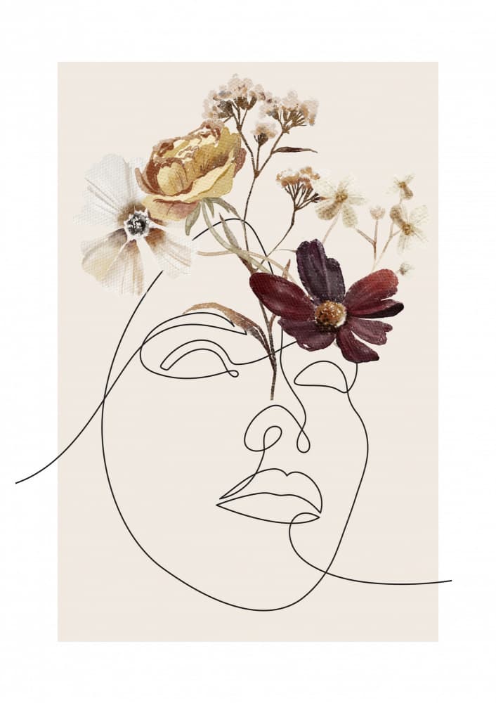 Floral Line Face by Lila &amp; Lola — canvas wall art