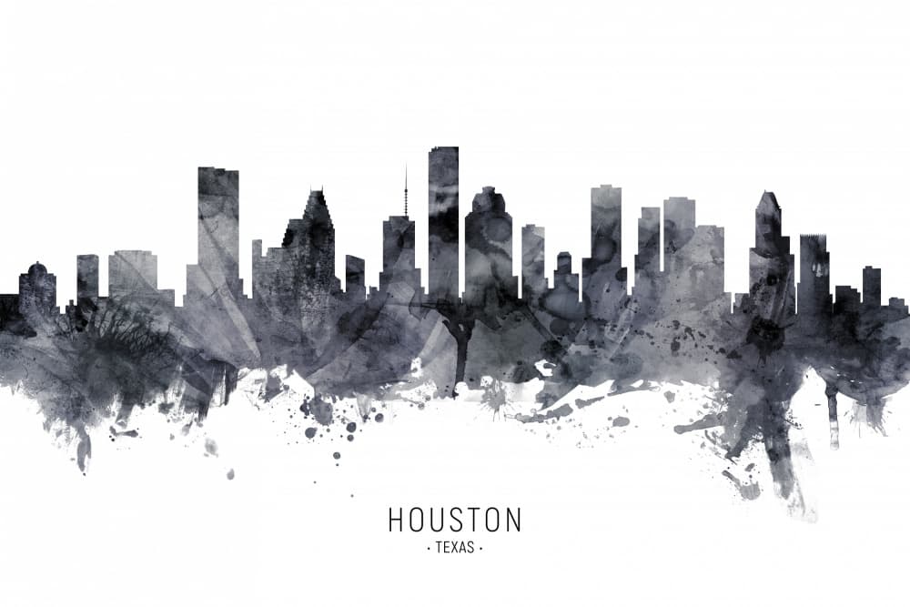 Houston Texas Skyline by Michael Tompsett — canvas wall art