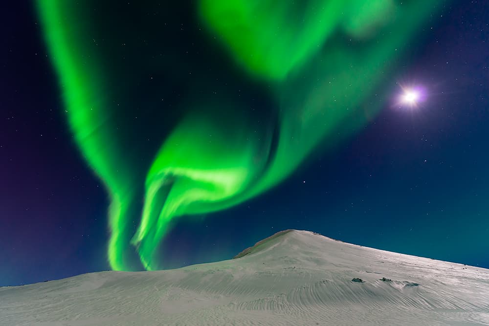 Northern Lights Snow Peak by Andrew George — canvas wall art