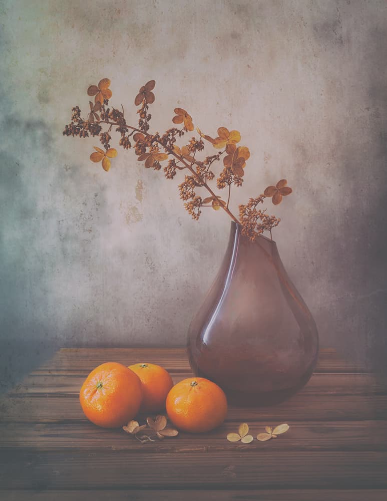 Warm Tangerines Still Life by Sophie Pan — canvas wall art