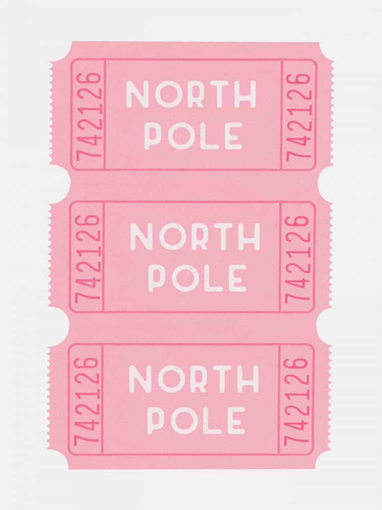 Pink North Pole Tickets by Jolly and Dash — canvas wall art