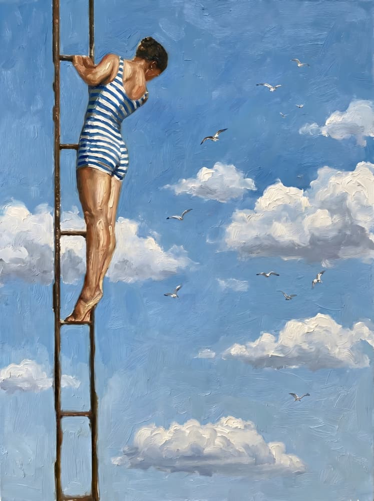 Sky Ladder Swimmer by HUGO — canvas wall art
