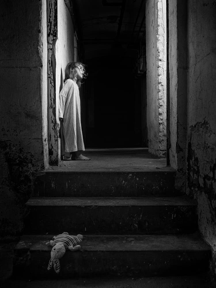 Lost Child Dark Stairs by Thomas Siegel — canvas wall art