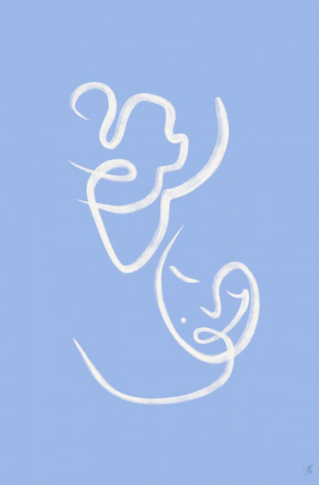 Blue Line Serenity by Anne-Marie Volfova — canvas wall art