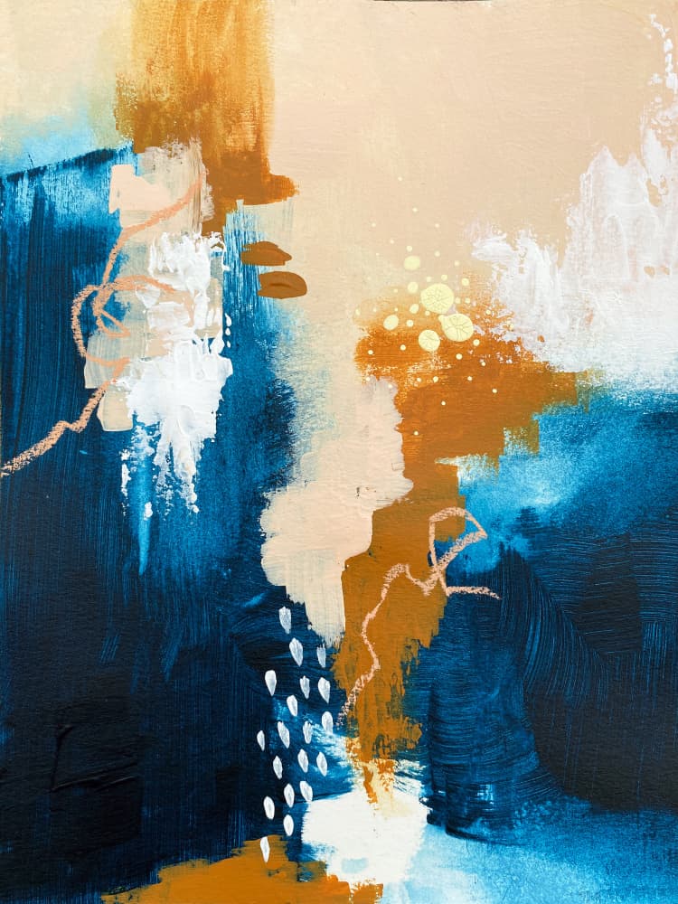 Vibrant Blue Gold Flow by Alyson Storms — canvas wall art