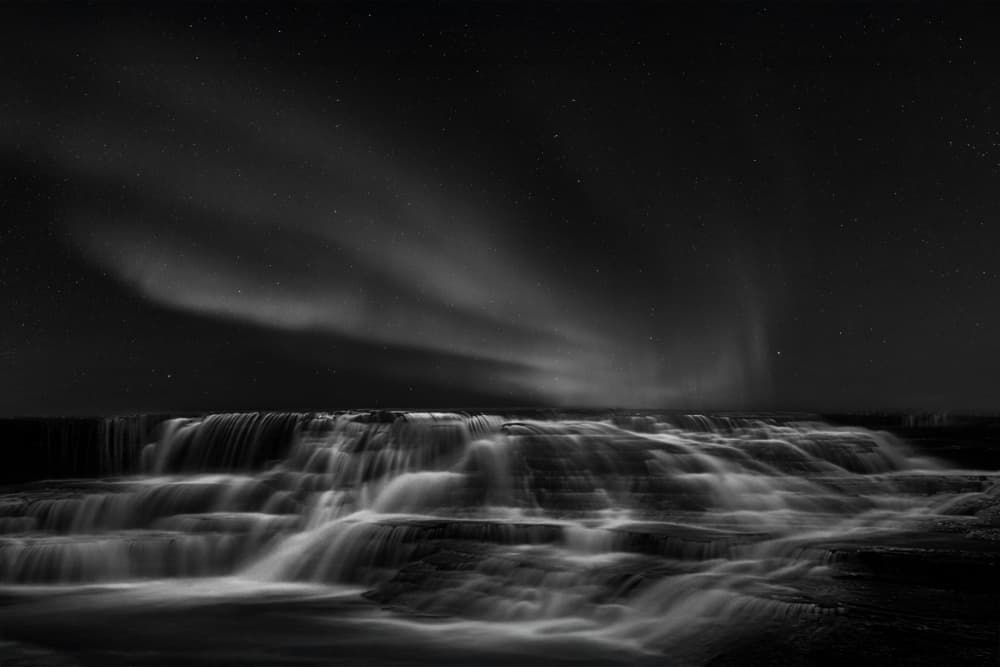 Northern Lights Waterfall by Yvette Depaepe — canvas wall art