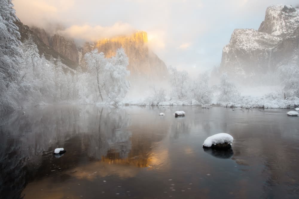 Misty Mountain Glow by April Xie — canvas wall art