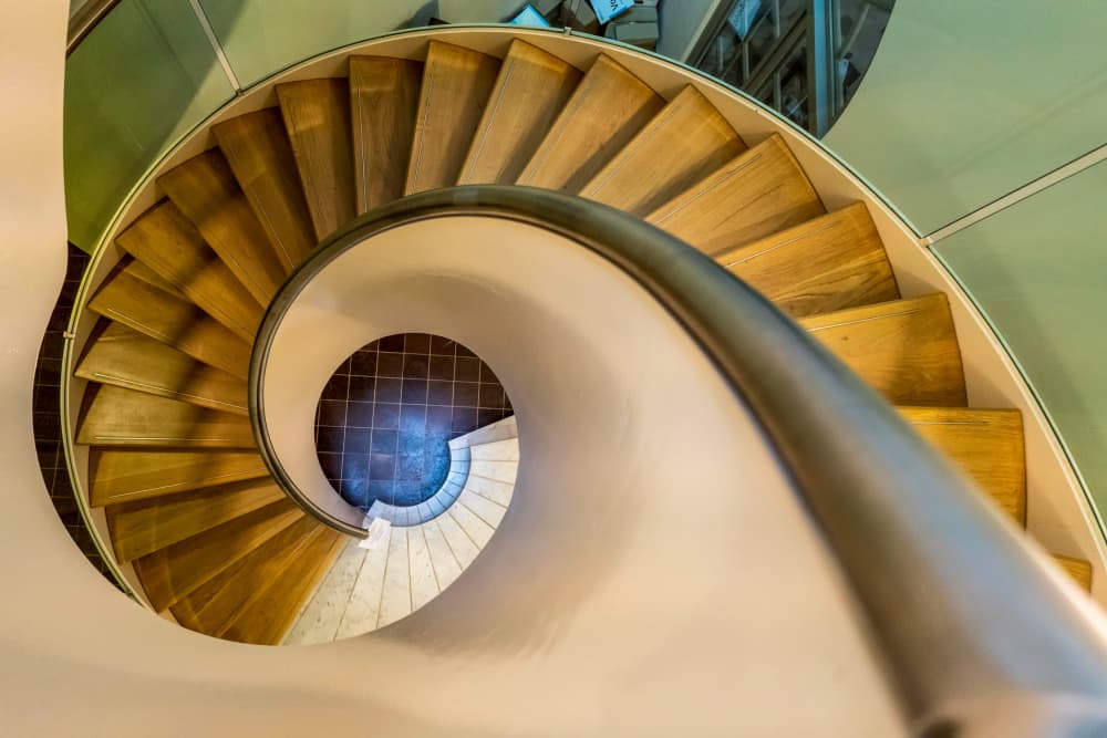 Spiral Wooden Staircase by Jaap Koer — canvas wall art
