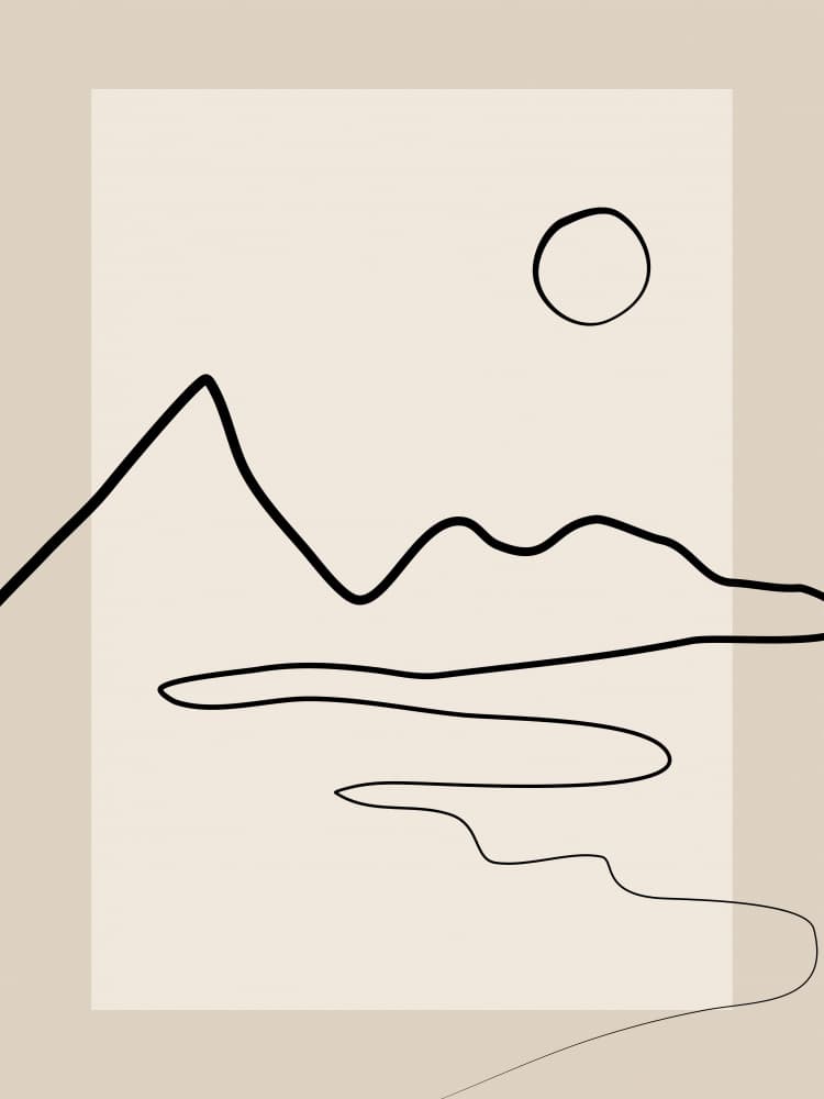 Minimalist River Mountains by Elena Ristova — canvas wall art