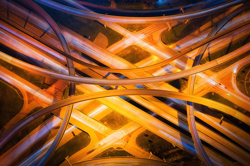 Glowing Urban Interchange by Michael Zheng — canvas wall art