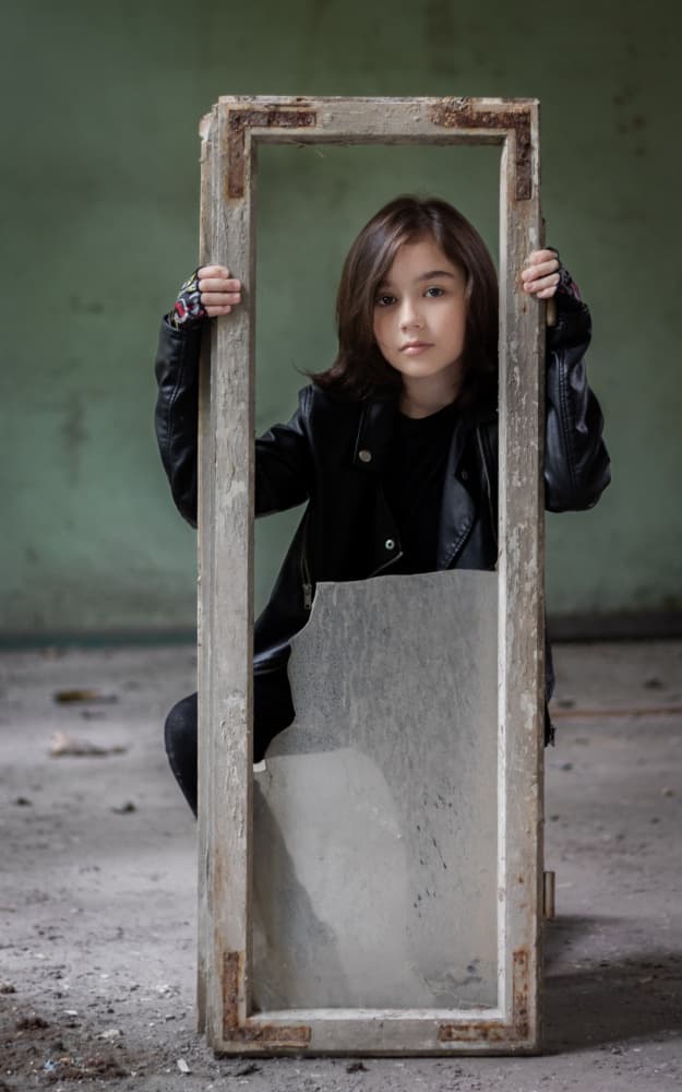 Young Girl Urban Frame by Miroslaw Prybinski — canvas wall art
