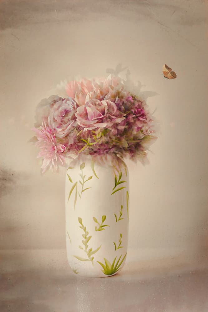 Soft Floral Butterfly by Cicek Kiral — canvas wall art