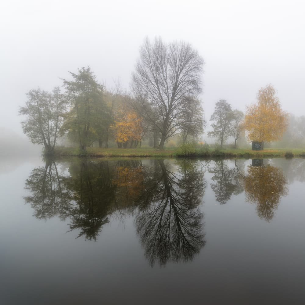 Misty Autumn Reflection by Karol Važan — canvas wall art