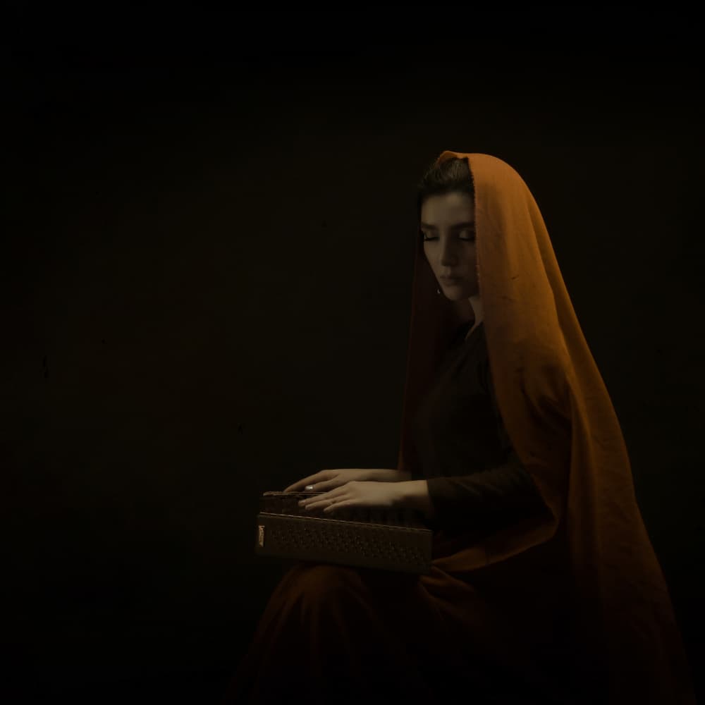 Veiled Woman Contemplating by Moein Hasheminasab — canvas wall art