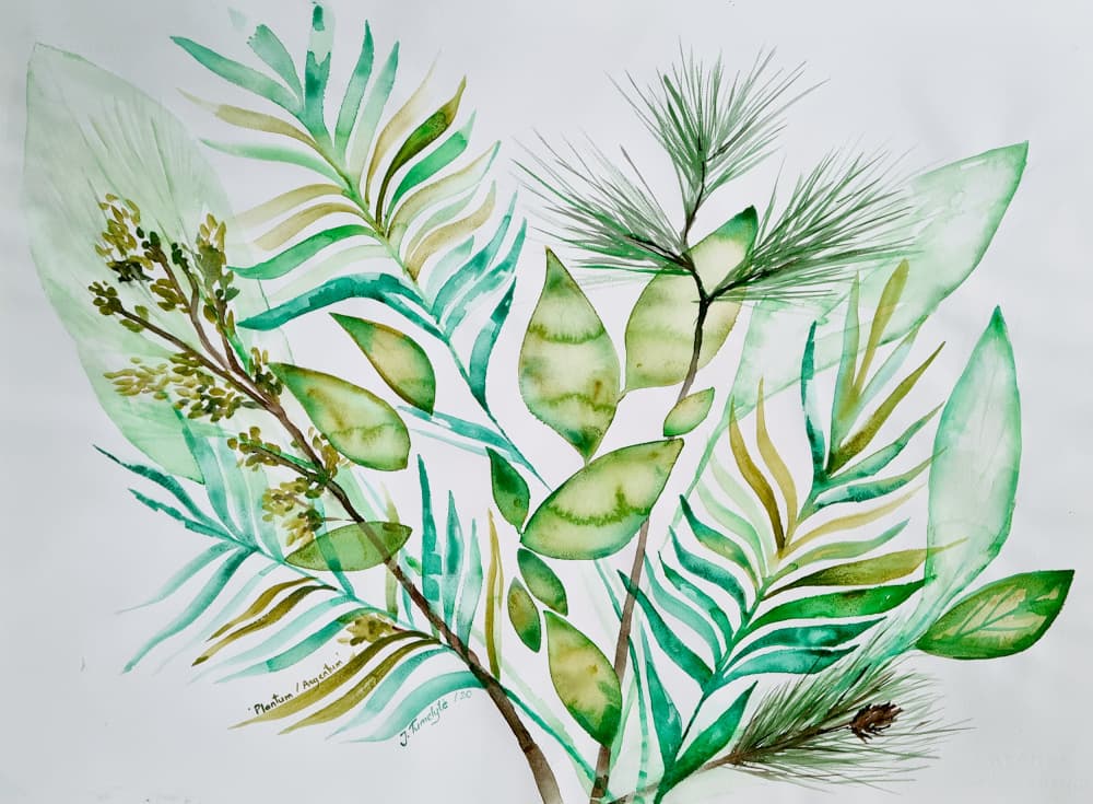 Varied Green Leaves by Julija Belickienė — canvas wall art