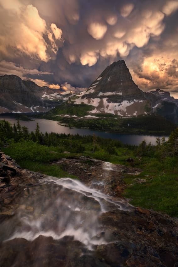 Dramatic Mountain Lake Sunset by Miles Morgan — canvas wall art