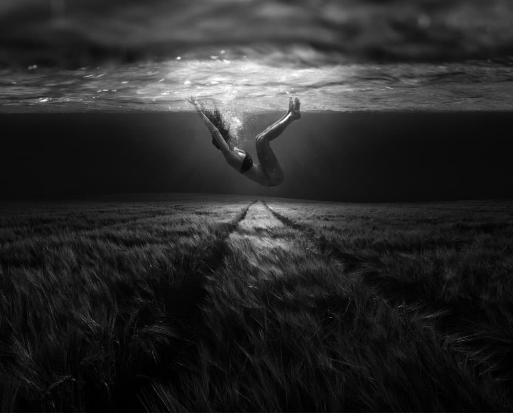 Floating Woman Underwater Dream by Peter Majkut — canvas wall art