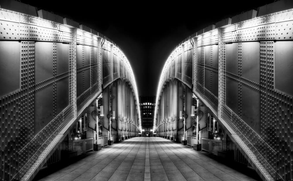 Illuminated Archway Bridge by Tomoshi Hara — canvas wall art