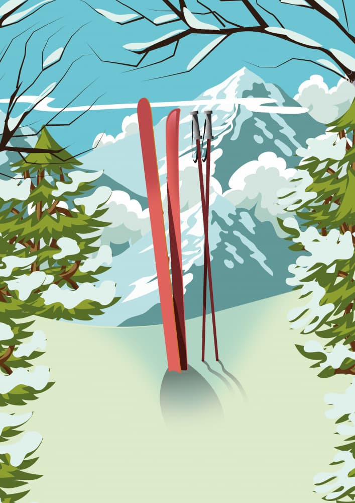 Snowy Mountain Ski Day by Nicholas — canvas wall art