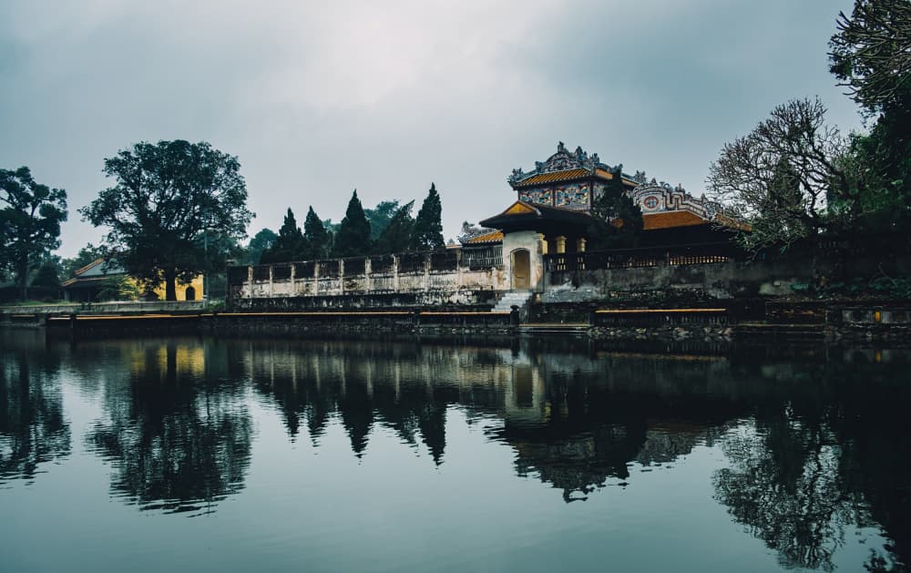 Asian Temple Reflection by Dahlia Ambrose — canvas wall art