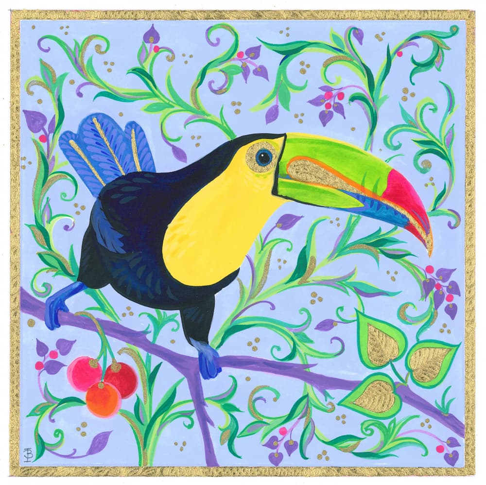 Colorful Beak Perched On A Branch