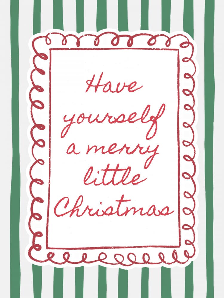 Merry Little Christmas Greeting by Jolly and Dash — canvas wall art