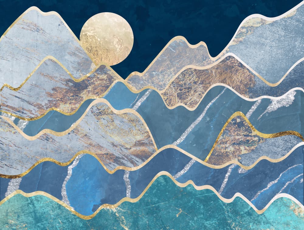 Golden Moon Mountains by Sarah Manovski — canvas wall art