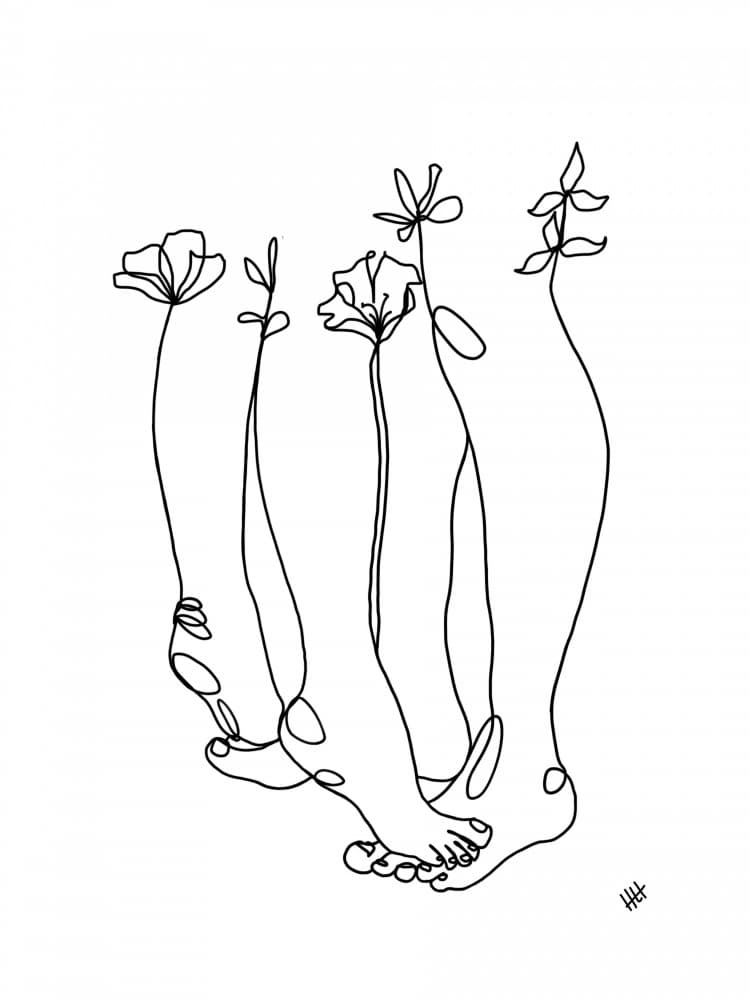 Blooming Feet Line Art by Hanna Lee Tidd — canvas wall art