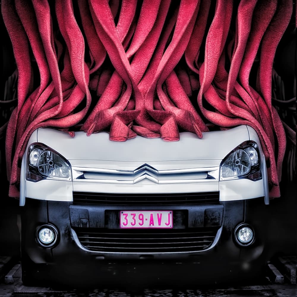 Red Car Wash by Piet Flour — canvas wall art