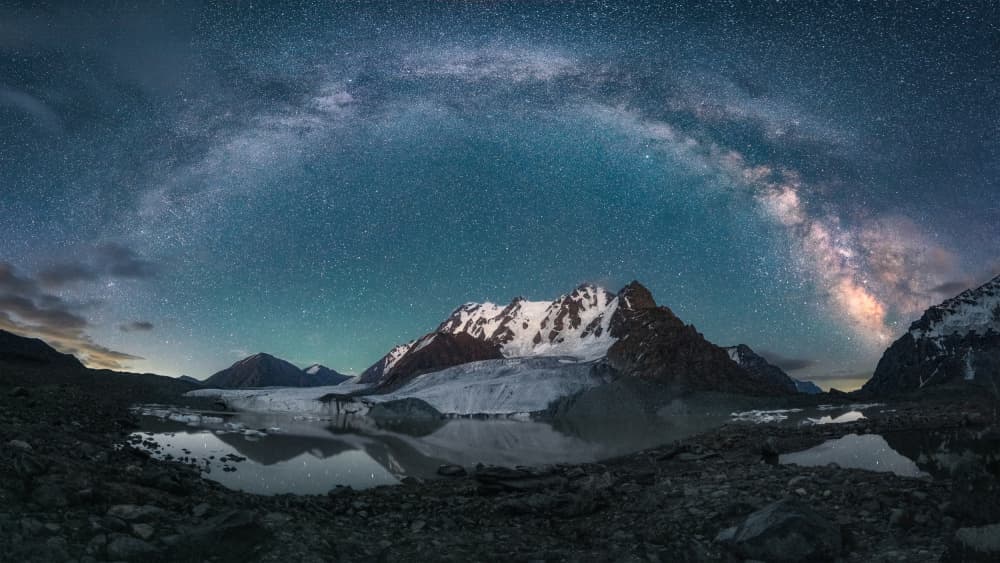 Starry Night Glacier Lake by Sylviashen — canvas wall art
