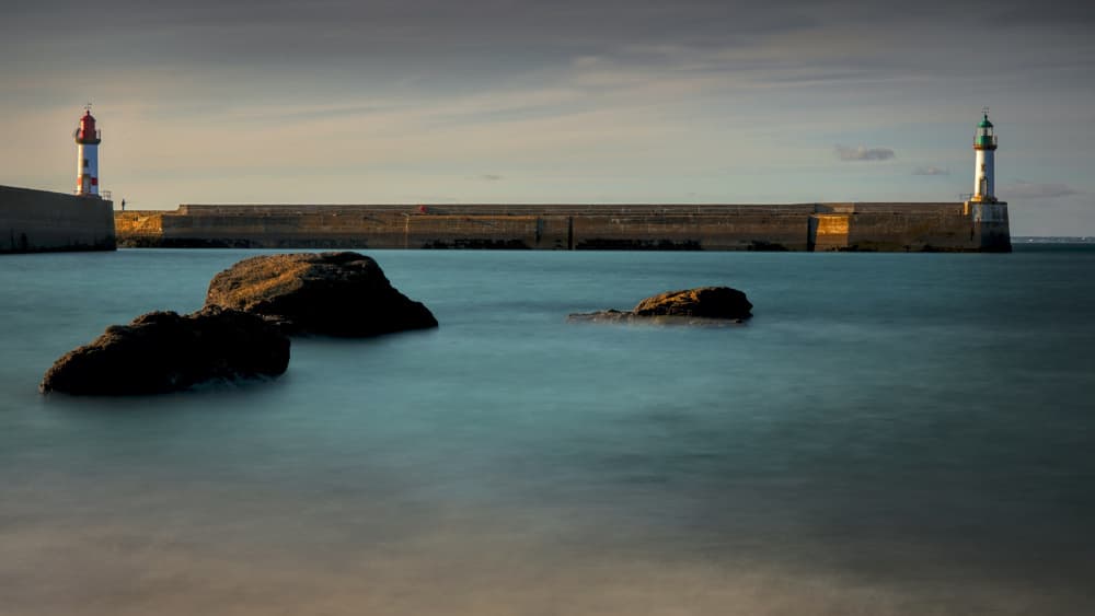 Serene Coastal Lighthouses by av peteghium — canvas wall art