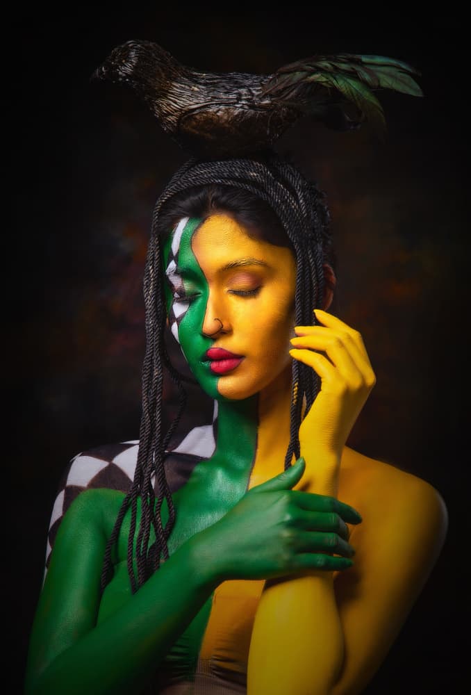 Split Color Woman Portrait by Nilendu Banerjee — canvas wall art