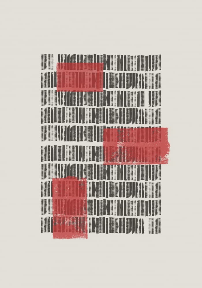 Crimson Grids by THE MIUUS STUDIO — canvas wall art