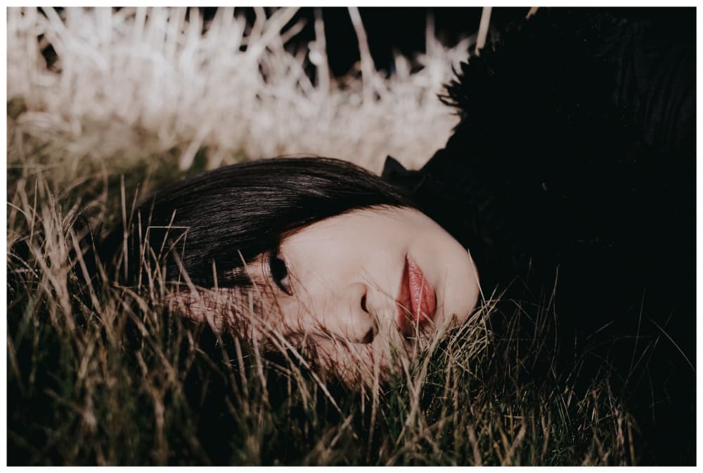 Serene Woman In Grass by Midoriselfphoto — canvas wall art