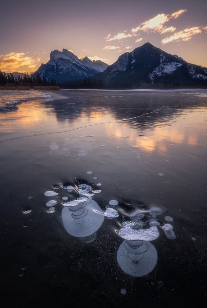 Mountain Glow Ice Bubbles by Yongnan Li (李永男) — canvas wall art