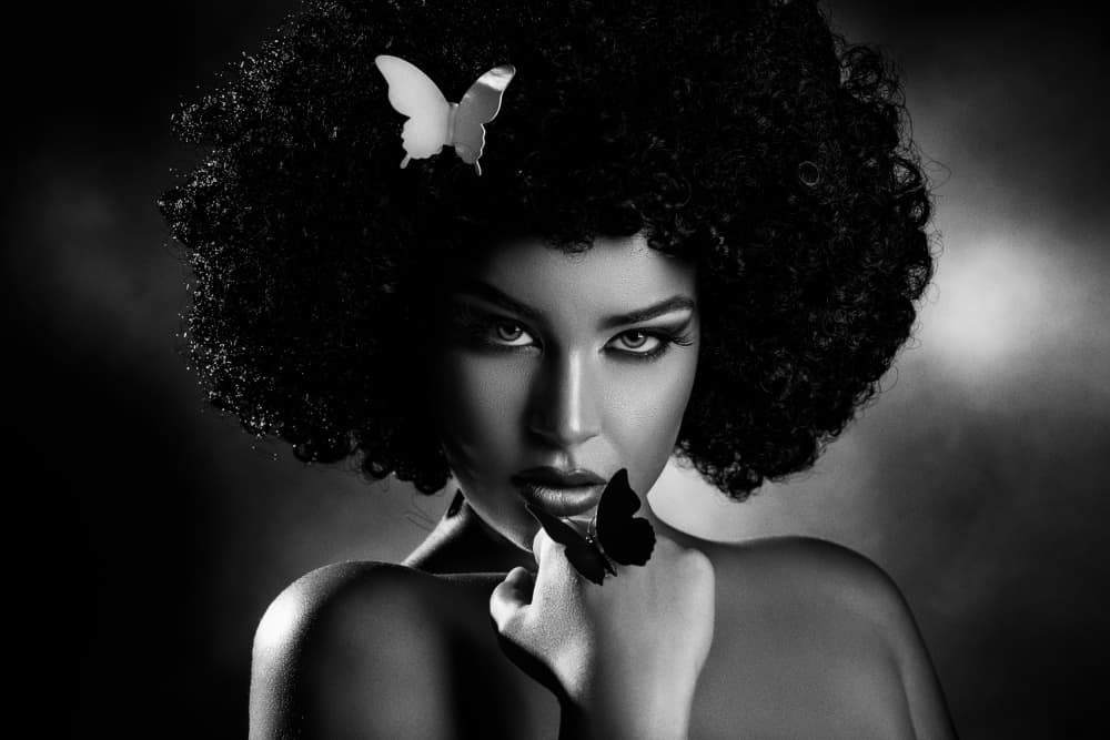 Afro Beauty With Butterflies by Peppe Tambè — canvas wall art