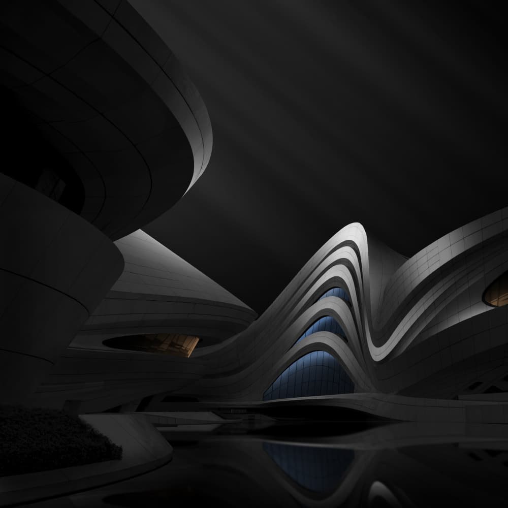 Dark Contemporary Architecture by Yujie Zhang — canvas wall art