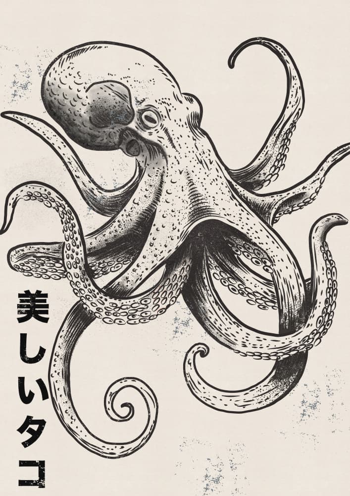 Beautiful Japanese Octopus by Nicholas — canvas wall art