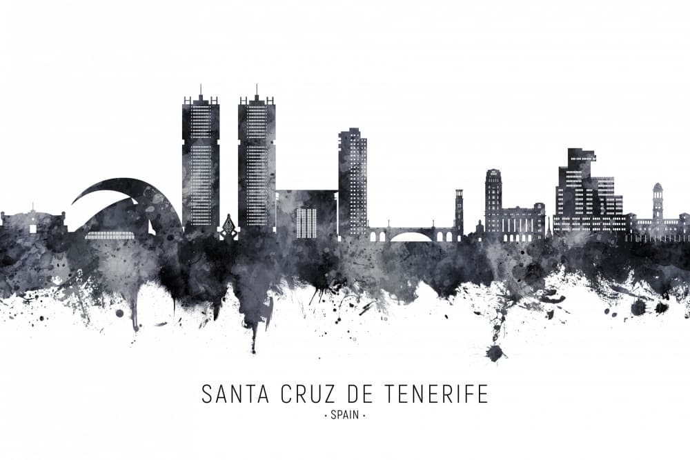 Santa Cruz Watercolor Skyline by Michael Tompsett — canvas wall art