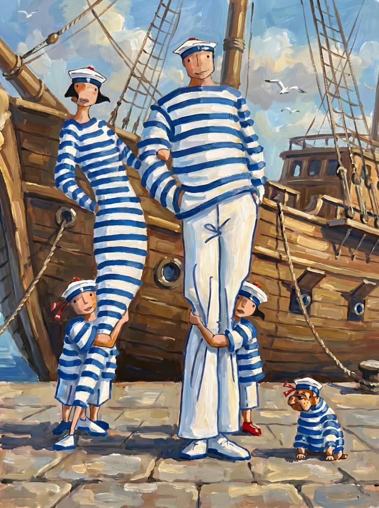 Striped Sailor Family by HUGO — canvas wall art