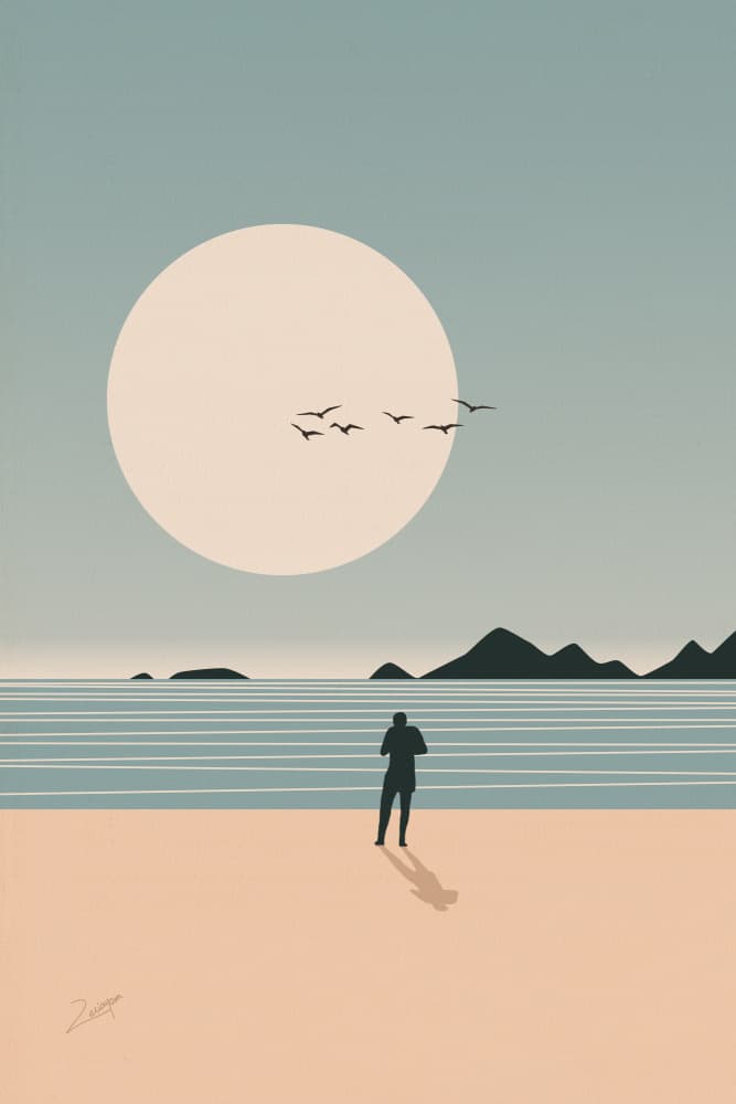 Minimalist Beach Sunset by zarish chaudhry — canvas wall art