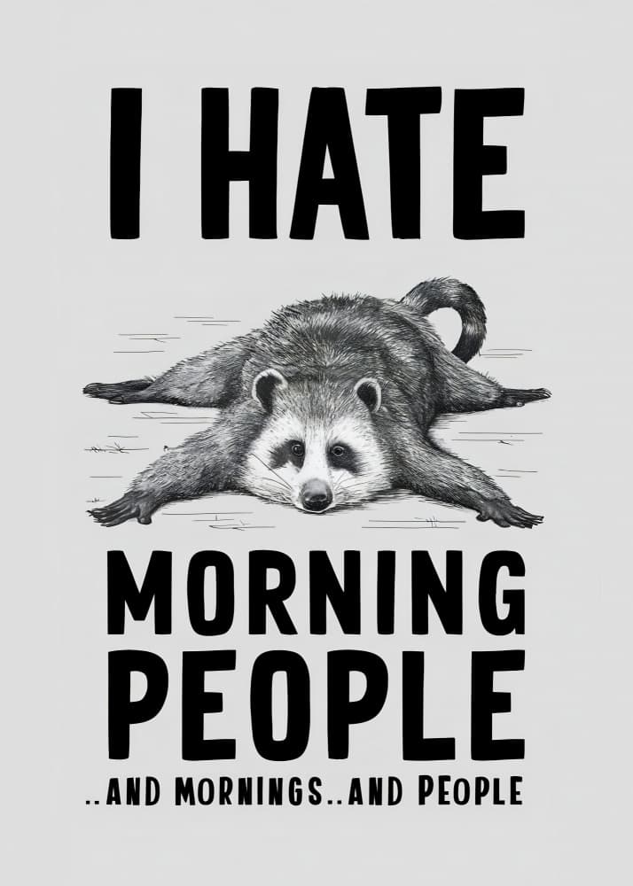 Raccoon Hates Morning People by Andreas Magnusson — canvas wall art