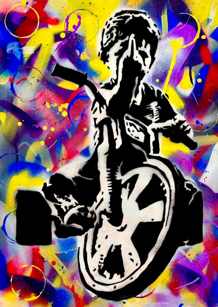 Fuck War - Tricycle Freedom by Suzan Habib — canvas wall art