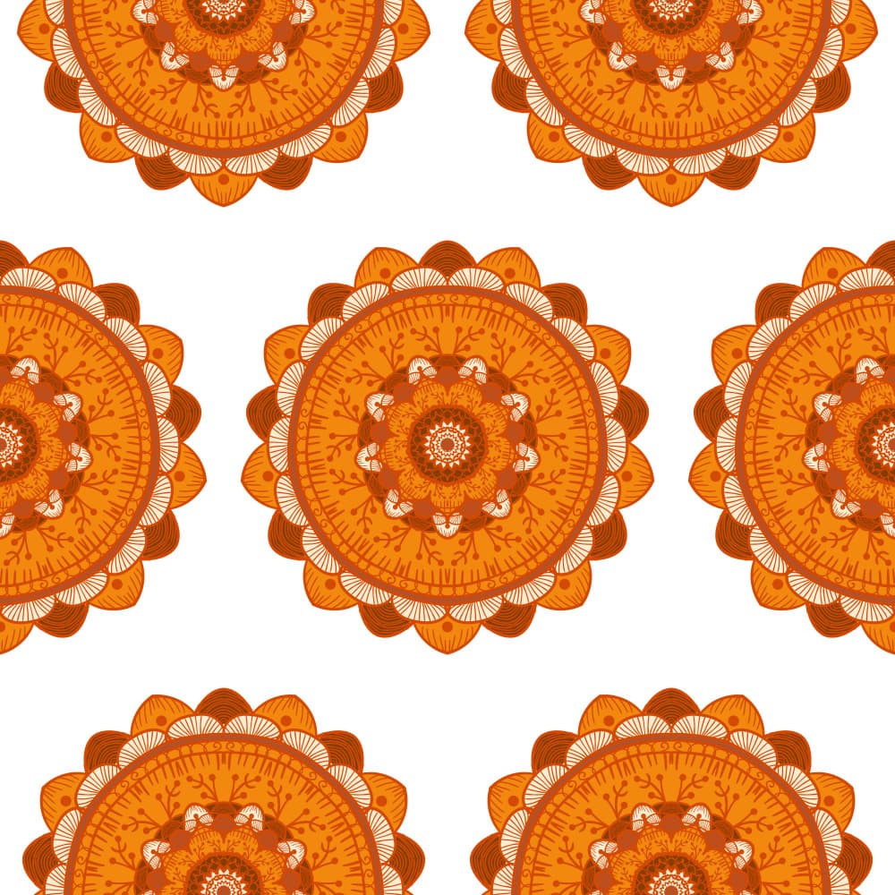 Orange Mandala Patterns by Marika Barsrsind — canvas wall art