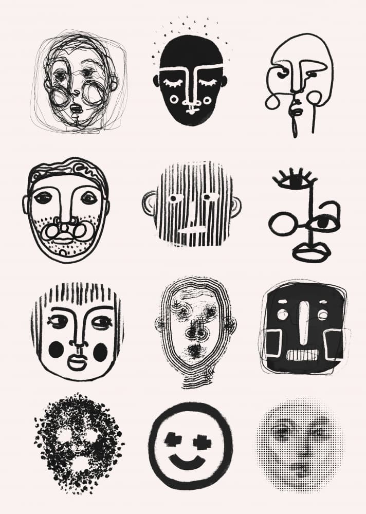 Faces of Emotion by Treechild — canvas wall art