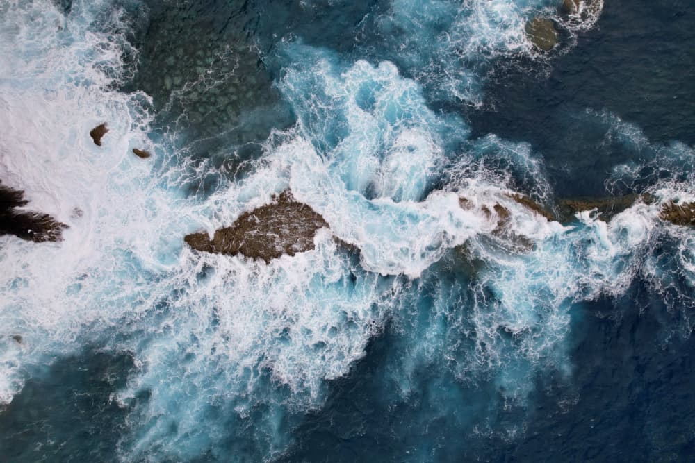 Blue Ocean Waves Crashing by Martin Blahák — canvas wall art