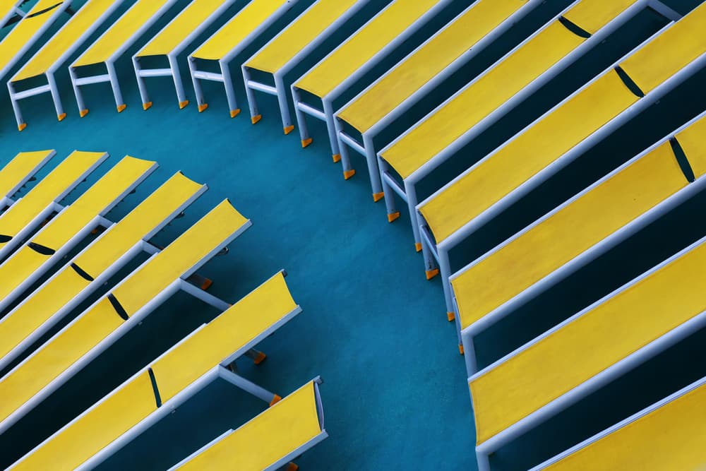 Vibrant Poolside Geometry by Hans-Wolfgang Hawerkamp — canvas wall art
